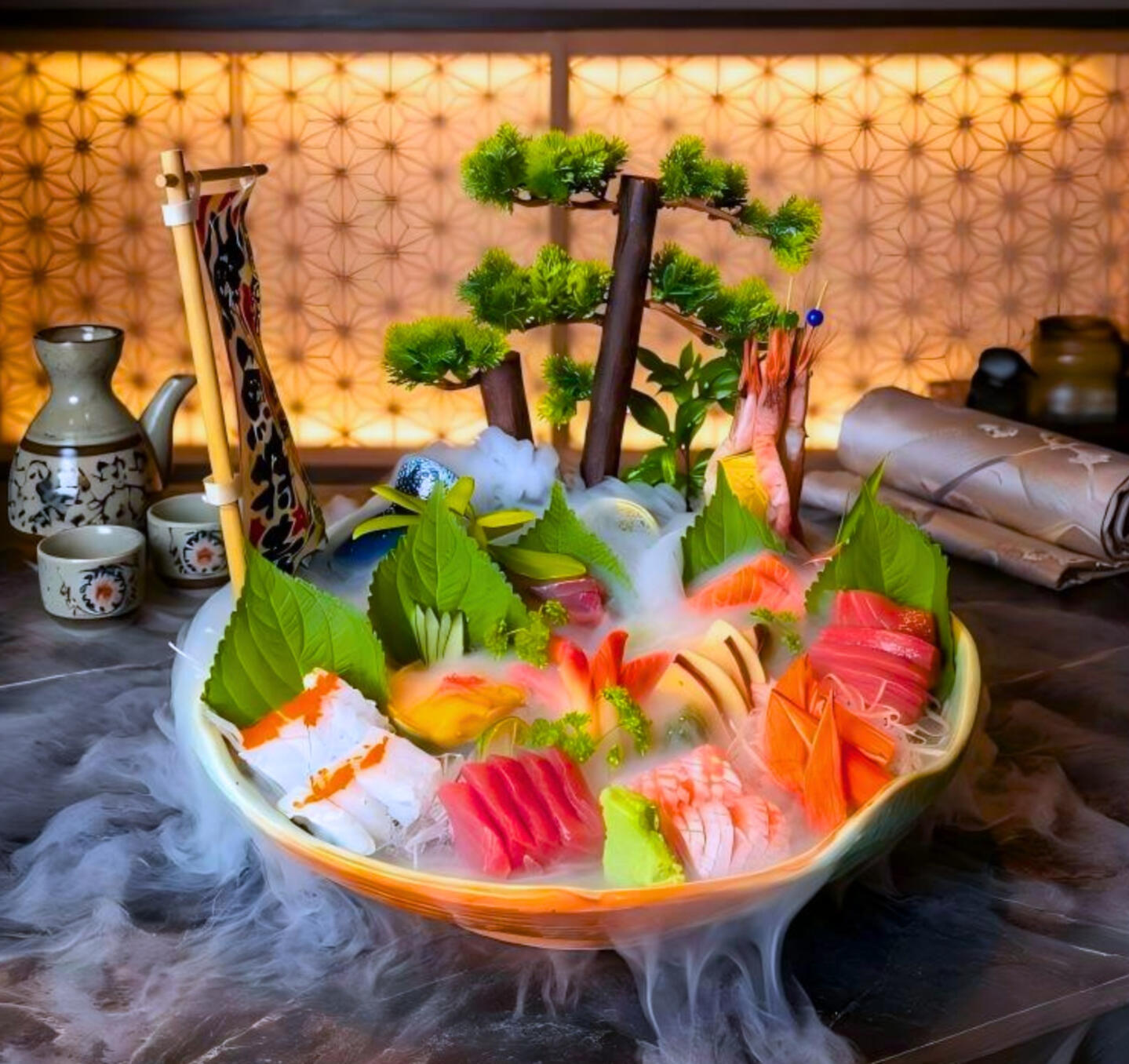 Japanese sushi and sashimi selection at Kyoto Japanese Restaurant